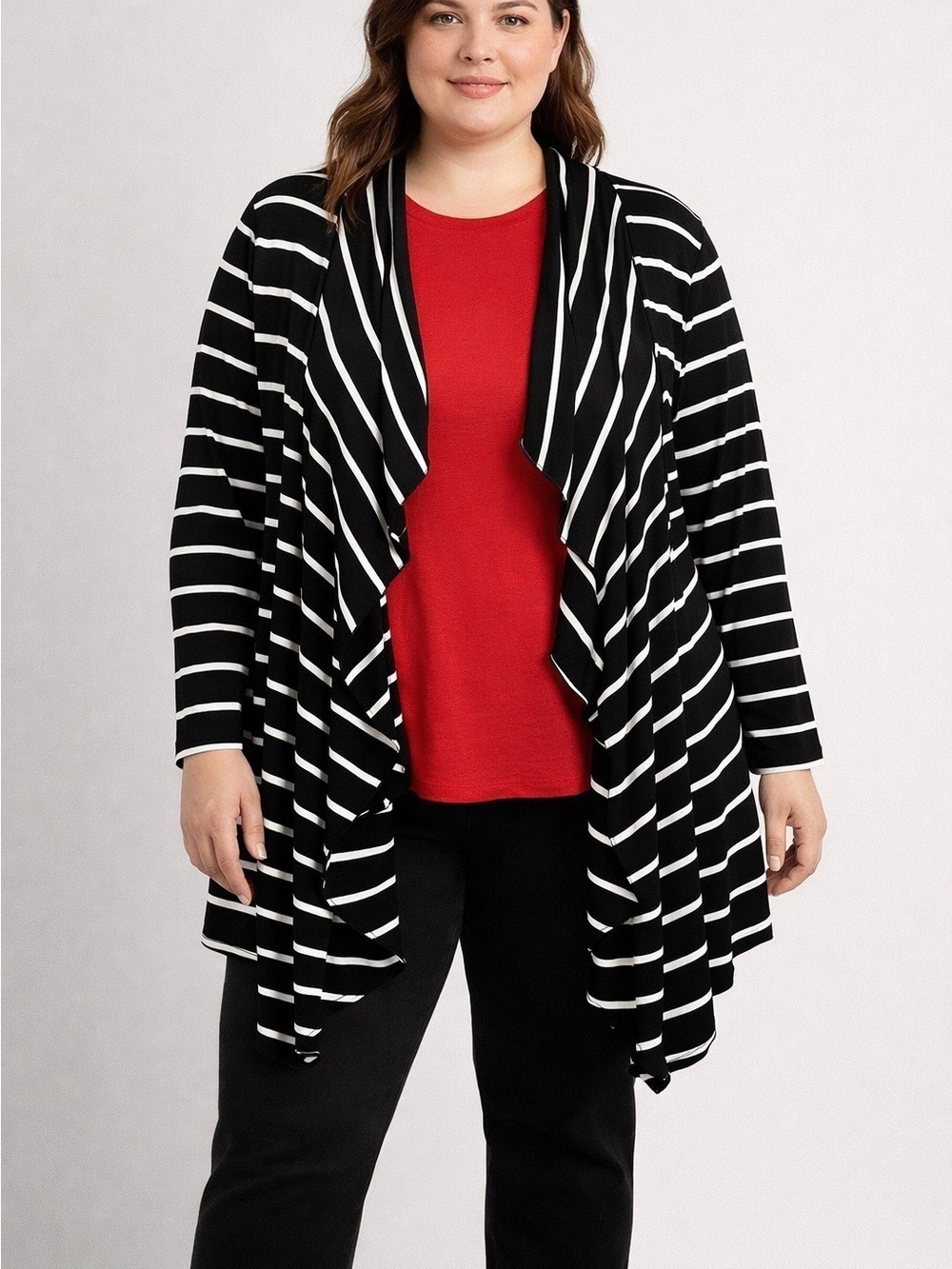 😍CLEARANCE - FYLO Black Cardigan White Stripes Stretchy XL